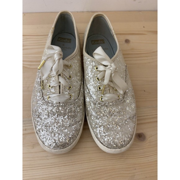 Keds Kate Spade New York Sz. 6.5‎ Champion Glitter Celebration Sneaker Cream N6 - Picture 1 of 6